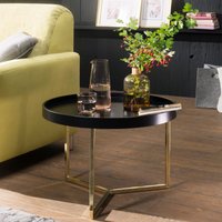 FineBuy Couchtisch 58,5x42x58,5cm Sofatisch Metall Rund, Designer Retro Wohnzimmertisch modern, Kleiner Loungetisch mit Metallgestell, Runder Tabletttisch mit H