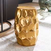 FineBuy Design Beistelltisch rund 30 cm Metall - Orientalischer Wohnzimmertisch Hammerschlag Aluminium - Kleiner Couchtisch - Moderner Dekotisch Alu