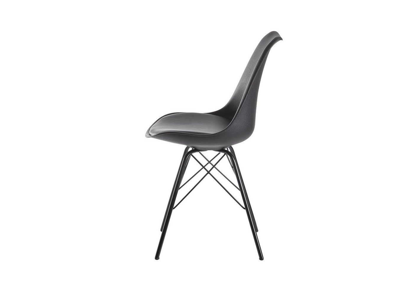 FINEBUY Esszimmerstuhl FB23289, Küchenstuhl 2er Set Schwarz Polsterstuhl Skandinavisches Design, Schalenstuhl mit Kunstleder-Bezug, Stuhl Gepolstert – Bild 5 von 5