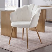 FineBuy Esszimmerstuhl Tulpe Samt Gepolstert, Küchenstuhl mit Goldfarbenen Beinen, Schalenstuhl Skandinavisches Design, Polsterstuhl mit Stoffbezug