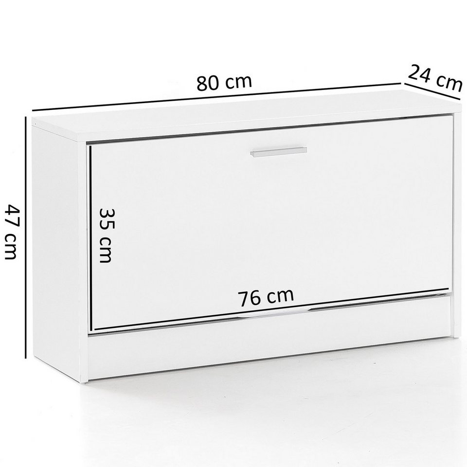 FineBuy Schuhbank SPLIT mit Sitzfläche Schuhkipper Holz 80 x 47 x 24 cm, Flurbank klein geschlossen, Sitzbank schmal Flur mit Stauraum, Schuhschrank einzeln Gar – Bild 3 von 5