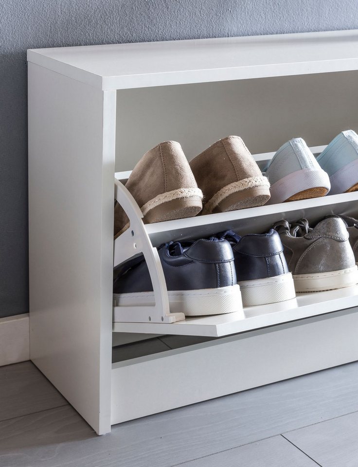 FineBuy Schuhbank SPLIT mit Sitzfläche Schuhkipper Holz 80 x 47 x 24 cm, Flurbank klein geschlossen, Sitzbank schmal Flur mit Stauraum, Schuhschrank einzeln Gar – Bild 5 von 5