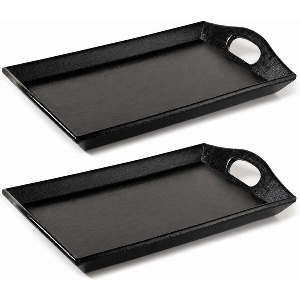 finehomegarden Tablett 2x Dekotablett Holz schwarz Serviertablett Holztablett 26x16cm H3cm, Metall, (2-tlg), rechteckig Kerzentablett Deko Tablett / Paket