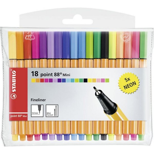 mini mit Neon sortiert, 18er-Set, Etui