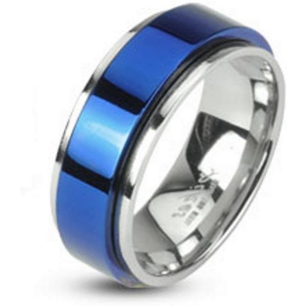 BUNGSA Fingerring 54 (17.2) Bungsa RING blau-silber - Edelstahlring (Ring, 1-tlg), Damen Herren
