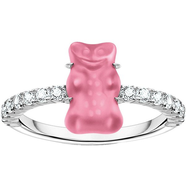 THOMAS SABO Fingerring THOMAS SABO x HARIBO Schmuck: Ring mit Goldbär, mit Kristallglas, Zirkonia (synth)