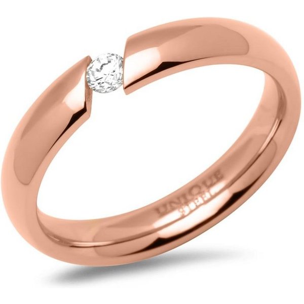 Unique Fingerring Vergoldeter Unique Edelstahl-Damenring mit Zirkonia R9229cz