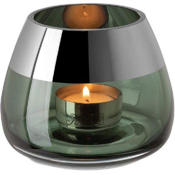 Fink Kerzenhalter Windlicht Bella Grün mit Platinrand (11cm)