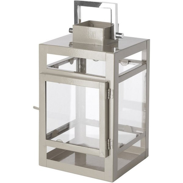 Fink Kerzenlaterne KENIA Laterne - beige - Edelstahl/Eisen/Glas - H. 20cm x B. 12cm (1x Laterne, 1 St., Leuchte - Tischlaterne), Lichtlaterne Lampenhalter - Vie
