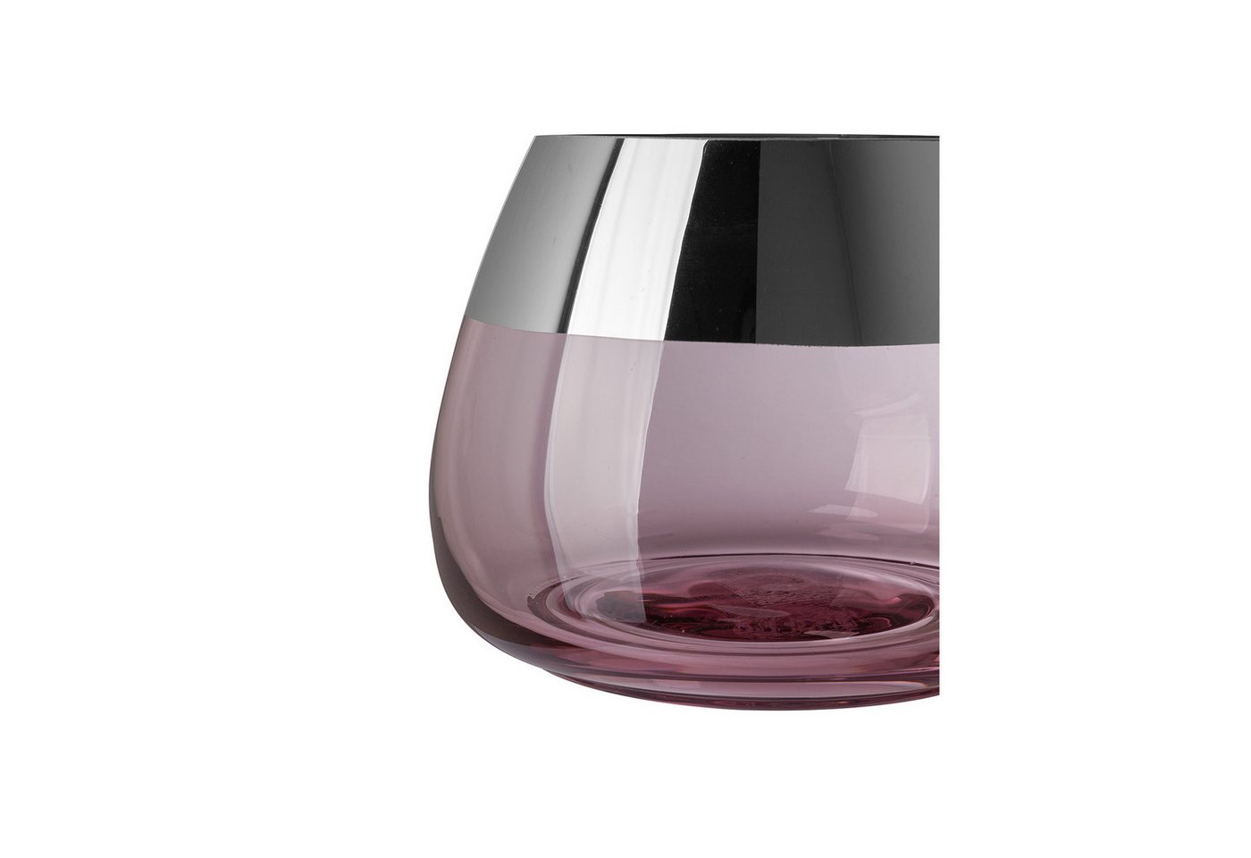 Fink Teelichthalter BELLA Teelichthalter - H.11,6cm x D.15cm - Glas - rose/silberfarben (1xTeelichthalter, 1 St., Leuchte - Geschenk für Frauen), Edles Glas-Win – Bild 4 von 5