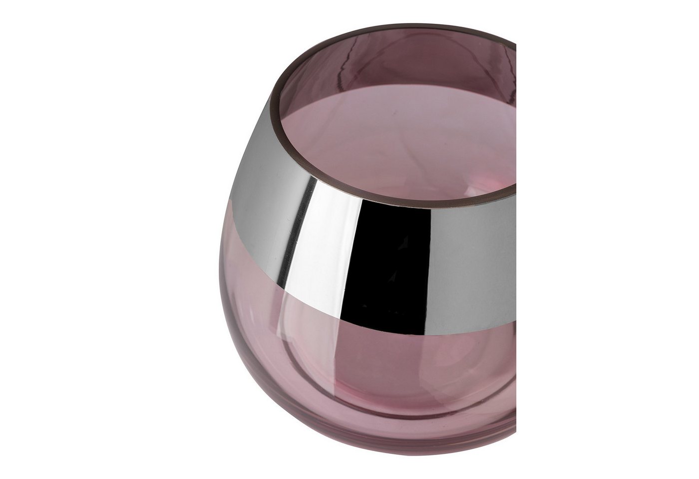 Fink Teelichthalter BELLA Teelichthalter - H.11,6cm x D.15cm - Glas - rose/silberfarben (1xTeelichthalter, 1 St., Leuchte - Geschenk für Frauen), Edles Glas-Win – Bild 5 von 5