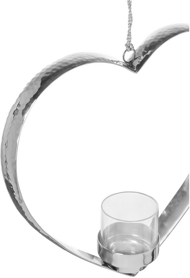 Fink Teelichthalter DOREA (1 St), Herzform inkl. Glas, zum Aufhängen, Edelstahl – Bild 3 von 4