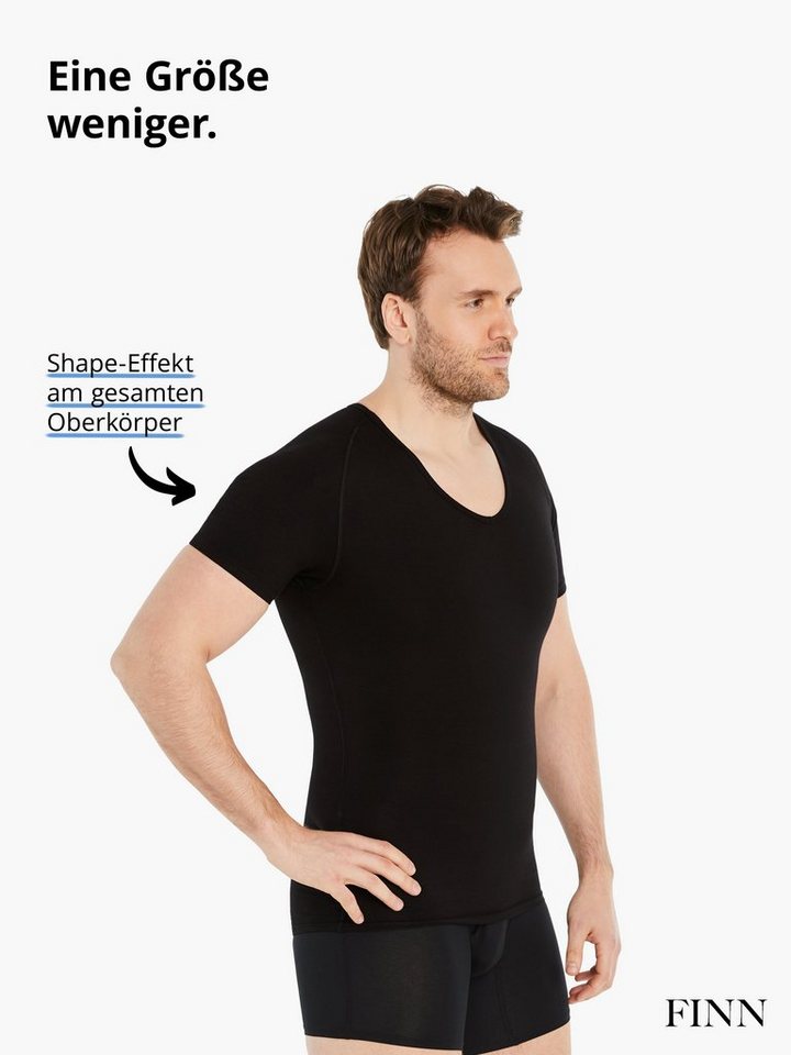 FINN Design Shapinghemd mit starker Kompression - Kurzarm Shirt Herren mit Bauchweg Effekt Shapewear Unterhemd aus Baumwolle für einen flacheren Bauch – Bild 2 von 5