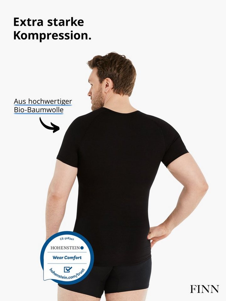 FINN Design Shapinghemd mit starker Kompression - Kurzarm Shirt Herren mit Bauchweg Effekt Shapewear Unterhemd aus Baumwolle für einen flacheren Bauch – Bild 3 von 5