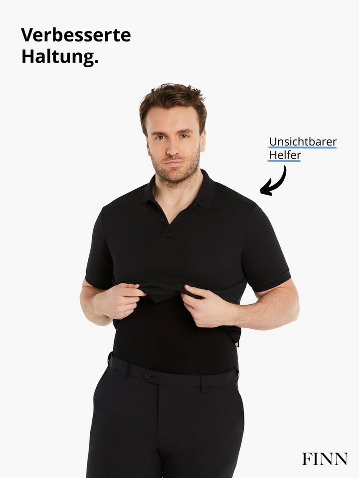 FINN Design Shapinghemd mit starker Kompression - Kurzarm Shirt Herren mit Bauchweg Effekt Shapewear Unterhemd aus Baumwolle für einen flacheren Bauch – Bild 4 von 5