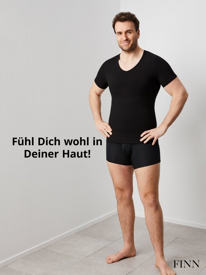 FINN Design Shapinghemd mit starker Kompression - Kurzarm Shirt Herren mit Bauchweg Effekt Shapewear Unterhemd aus Baumwolle für einen flacheren Bauch – Bild 5 von 5