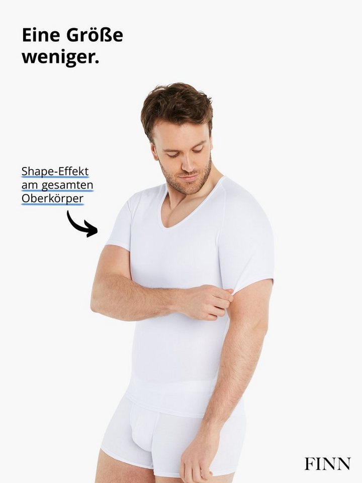 FINN Design Shapinghemd mit starker Kompression - Kurzarm Shirt Herren mit Bauchweg Effekt Shapewear Unterhemd aus Baumwolle für einen flacheren Bauch – Bild 2 von 5