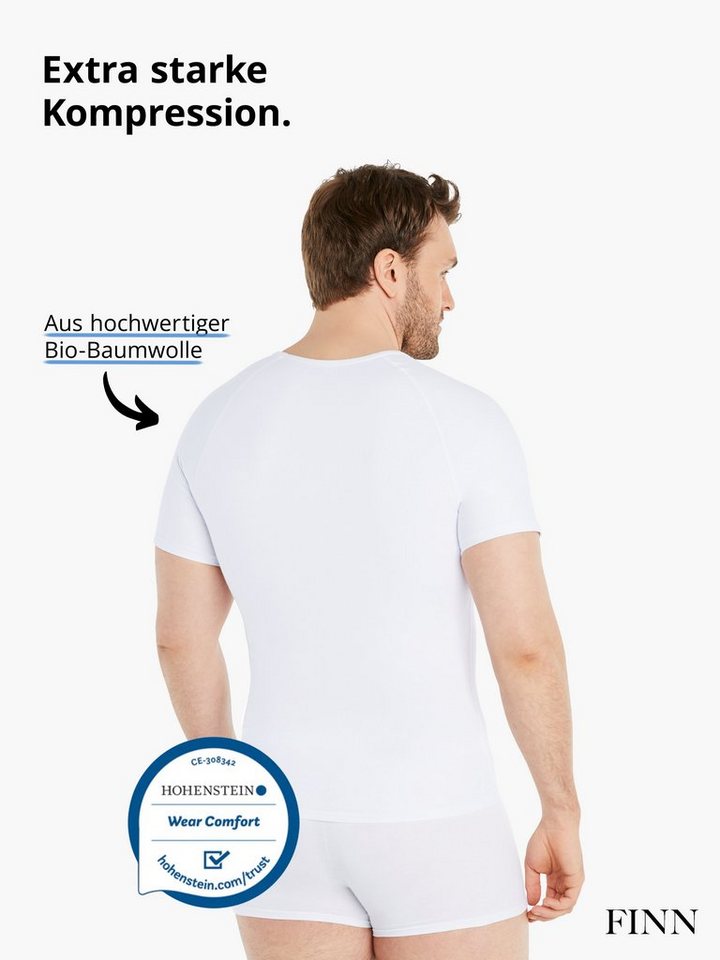 FINN Design Shapinghemd mit starker Kompression - Kurzarm Shirt Herren mit Bauchweg Effekt Shapewear Unterhemd aus Baumwolle für einen flacheren Bauch – Bild 3 von 5