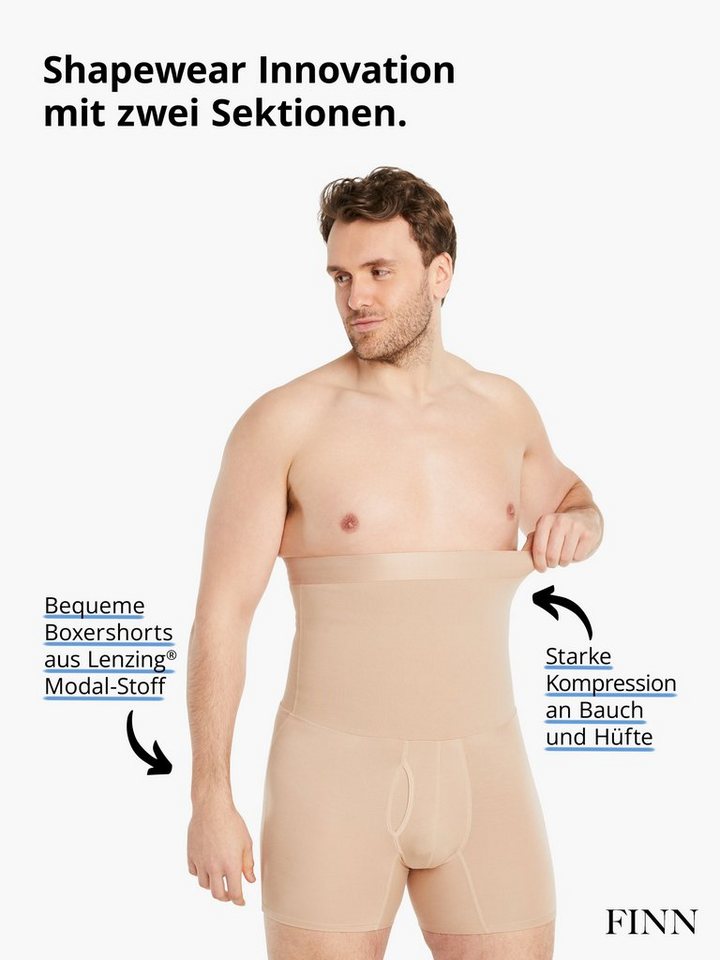 FINN Design Shapinghose mit starker Kompression - Shapewear Shorts Herren mit Bauch-Weg Effekt Figurformende Kompressionsshorts aus Baumwolle mit hoher Taille – Bild 2 von 5