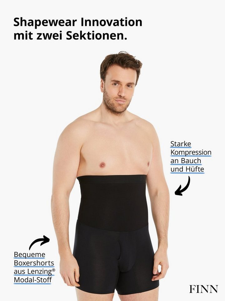 FINN Design Shapinghose mit starker Kompression - Shapewear Shorts Herren mit Bauch-Weg Effekt Figurformende Kompressionsshorts aus Baumwolle mit hoher Taille – Bild 2 von 5