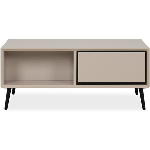 Finori Couchtisch 2 Schubladen, 2 Fächer, in Sand / Schwarz - 94x40x55cm (BxHxT)