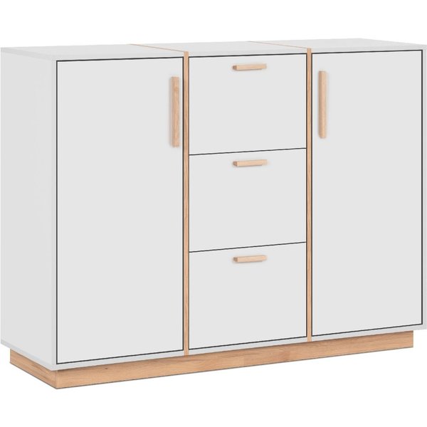 Finori Kommode, Steingrau, Dekor Jackson Hickory, Modern, ABS-Kante, 125 x 94 x 40 cm