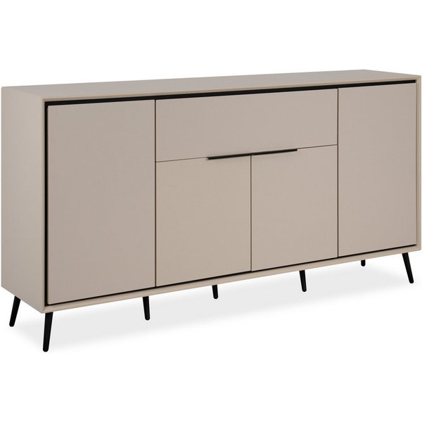 Finori Sideboard 4 Türen, 1 Schublade, 6 Böden, in Sand / Schwarz - 175x90x38cm (BxHxT)