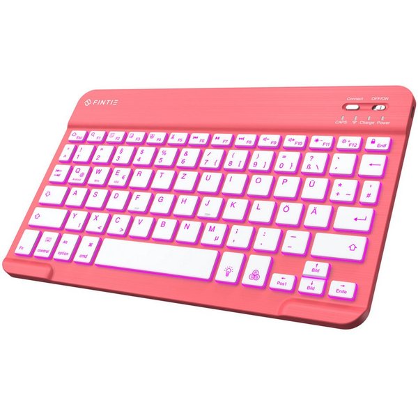 Fintie Bluetooth Tastatur mit 7-farbiger Hintergrundbeleuchtung,QWERTZ-Layout Tablet-Tastatur (für iPad/iPhone/Samsung/Xiaomi Pad(Geeignet für Windows, Android,