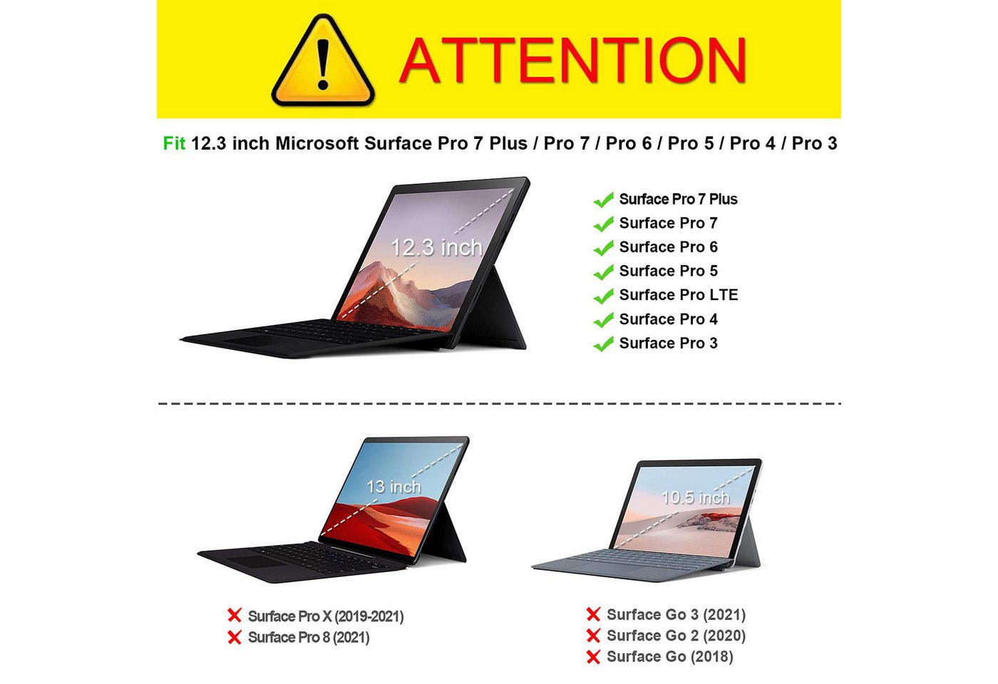 Fintie Tablet-Hülle für Microsoft Surface Pro 7+/ Pro 7/ Pro 6/ Pro 5/ Pro 4/ Pro 3 12,3'', Multi-Sichtwinkel Tasche Hülle aus Kunstleder, Type Cover kompatibel – Bild 2 von 5
