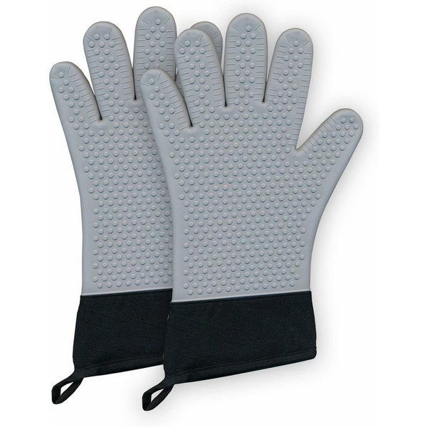Fire Stone Grillhandschuhe, Silikon Ofenhandschuhe, 1 Paar, hitzebeständig bis 250°C, mit Fingern, 34x20 cm