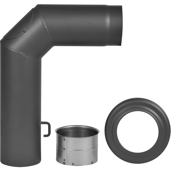 Firefix Ofenrohr, (Set), Bogen, 150 mm, 90 °, Stahlblech, mit Drosselklappe