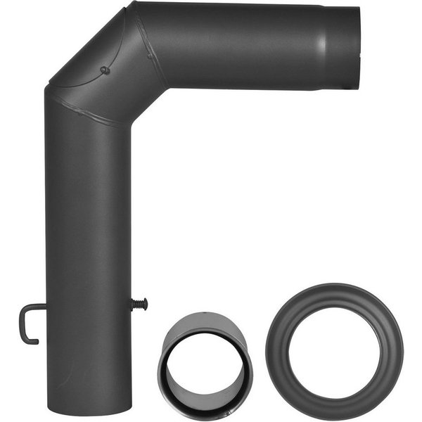 Firefix Ofenrohr, (Set), Bogen, 130 mm, 90 °, Stahlblech, mit Drosselklappe