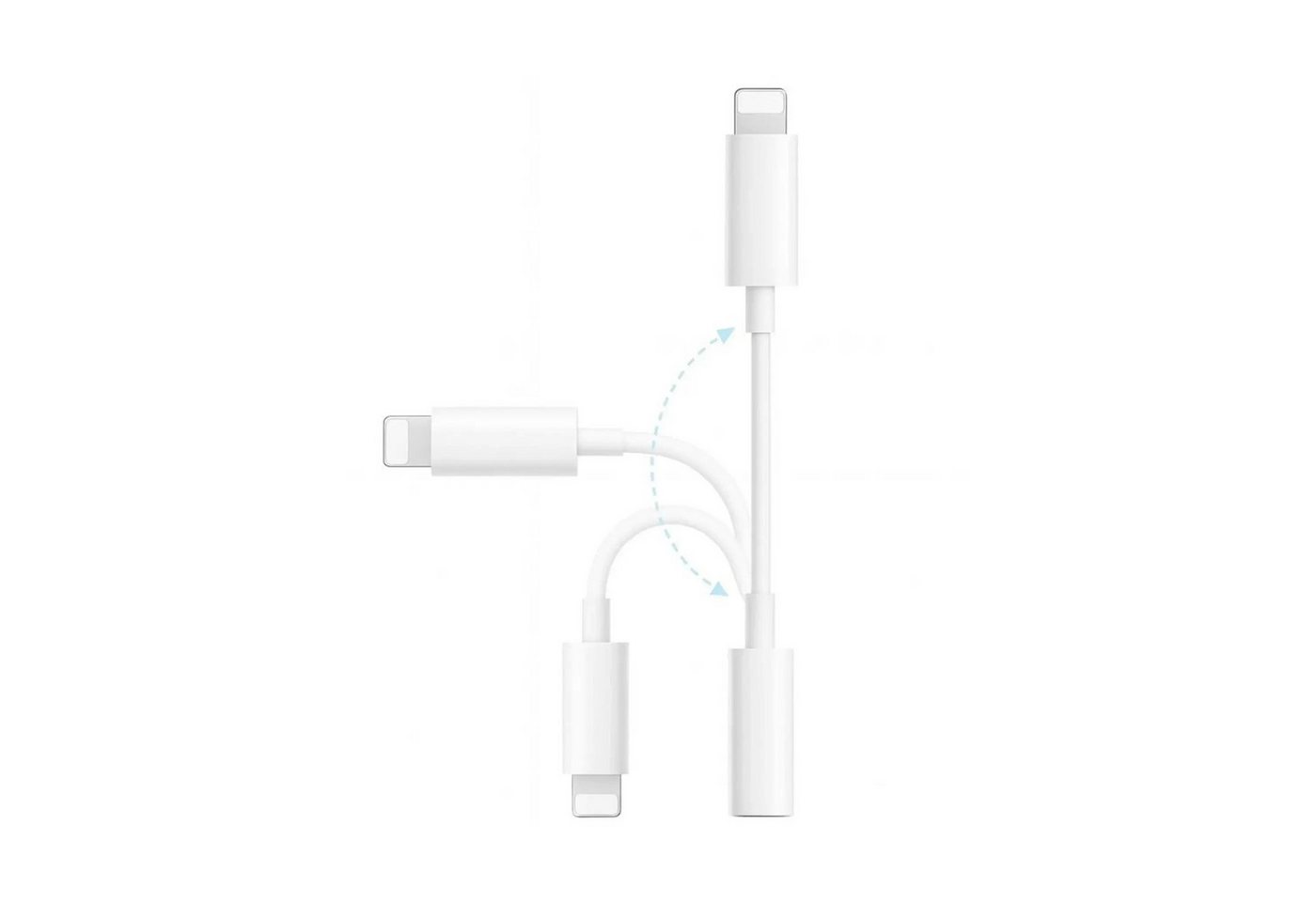 Firelia AUX-Adpater Lightning auf 3,5-mm Klinkenstecker Audio-Adapter Lightning zu 3,5-mm-Klinke, Für iPhone und iPad, Weiß – Bild 2 von 3