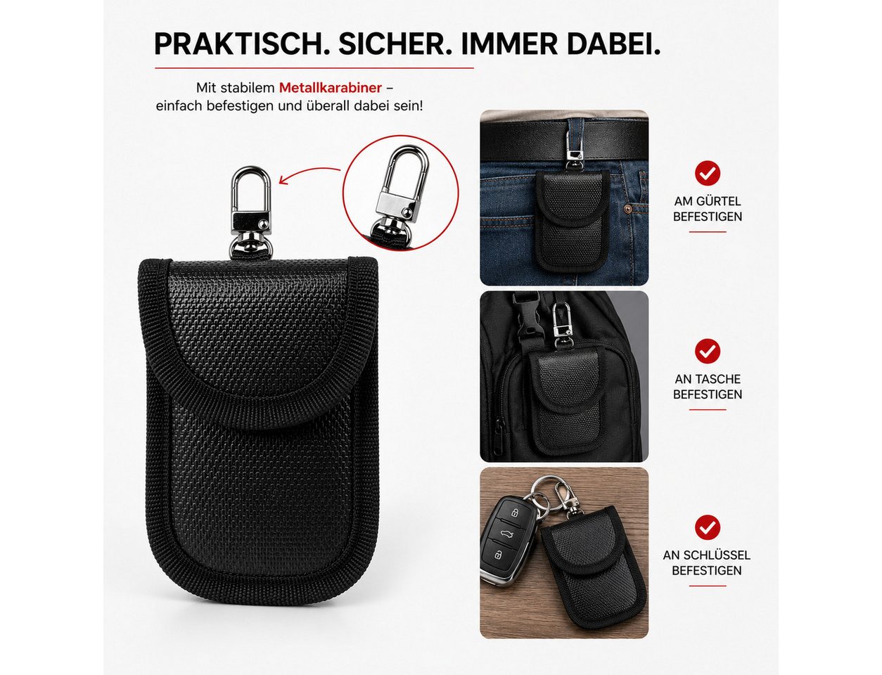 FireMat Schlüsseltasche Schlüsseltasche, Keyless Go RFID Schutz Blocker, feuerfest, wasserfest – Bild 2 von 5