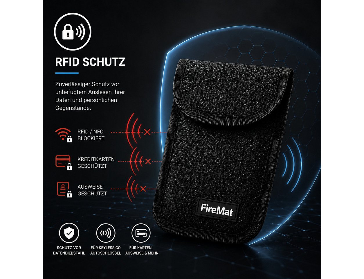 FireMat Schlüsseltasche Schlüsseltasche, Keyless Go RFID Schutz Blocker, feuerfest, wasserfest – Bild 5 von 5