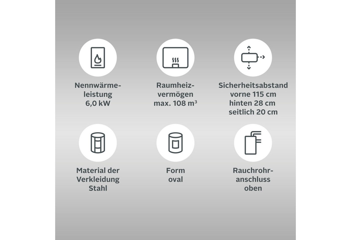 Fireplace Kaminofen »Parma Stahl«, Dauerbrand geprüft, Lieferung bis ins Wohnzimmer, 6,3 kW, Dauerbrand, geprüft, für Anthrazit Nuss 3 geeignet, Exklusiv, schwa – Bild 3 von 5
