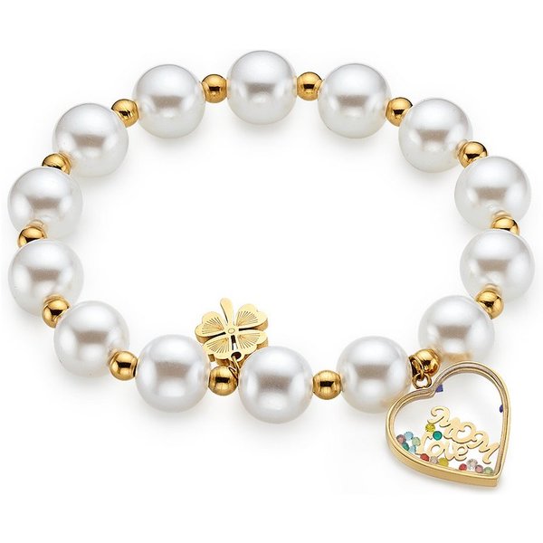 Firetti Armband Schmuck, Geschenk, Armschmuck, Herz und Kleblatt "MOM Love", mit Perle (synth)