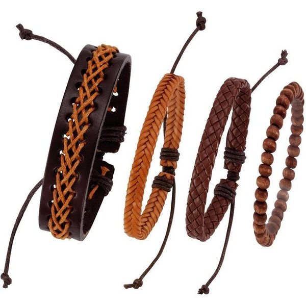 Firetti Armband Set kann auch einzeln getragen werden (Set, 4-tlg), mit Holzperlen