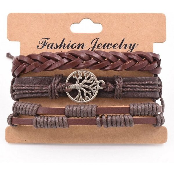 Firetti Armband Set Multipack Schmuck Geschenk Armschmuck Lederarmband Lebensbaum (Set, 3-tlg), Made in Germany