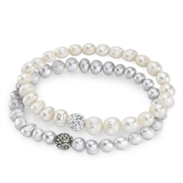 Firetti Armband Set Multipack Schmuck Geschenk Armschmuck Armketten (Set), mit Kristallstein - mit Süßwasserzuchtperle
