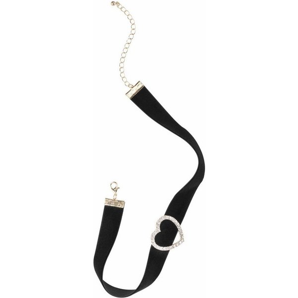 Firetti Choker aus schwarzem Samt mit Herz Element, mit Glasstein