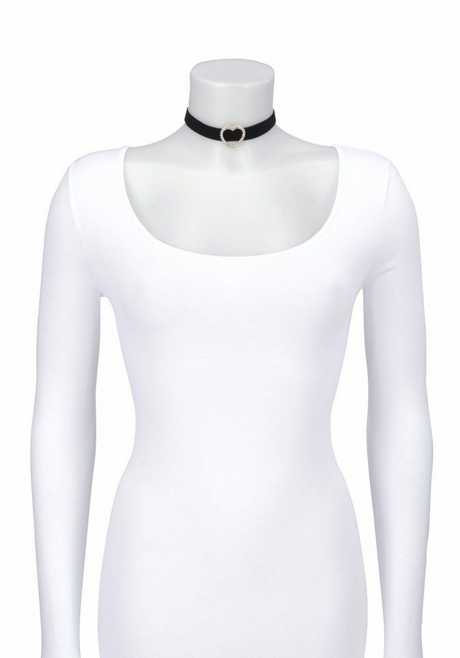 Firetti Choker aus schwarzem Samt mit Herz Element, mit Glasstein – Bild 2 von 4