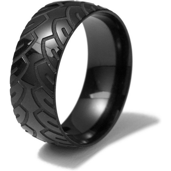 Firetti Fingerring Schmuck Geschenk Edelstahl Damenring Herrenring Autoreifen-Spur, Made in Germany