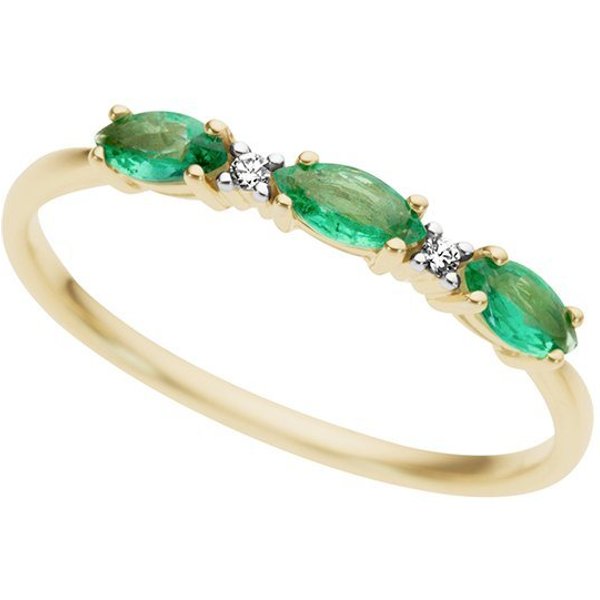 Firetti Fingerring Schmuck Geschenk Gold 585 Damenring Goldring Edelstein Farbstein, mit Smaragd - mit Brillanten