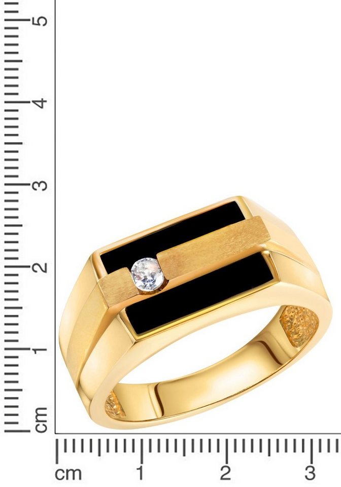 Firetti Fingerring Schmuck Geschenk Silber 925 Silberring Ringkopf eckig, mit Onyx, Zirkonia (synth) – Bild 2 von 2