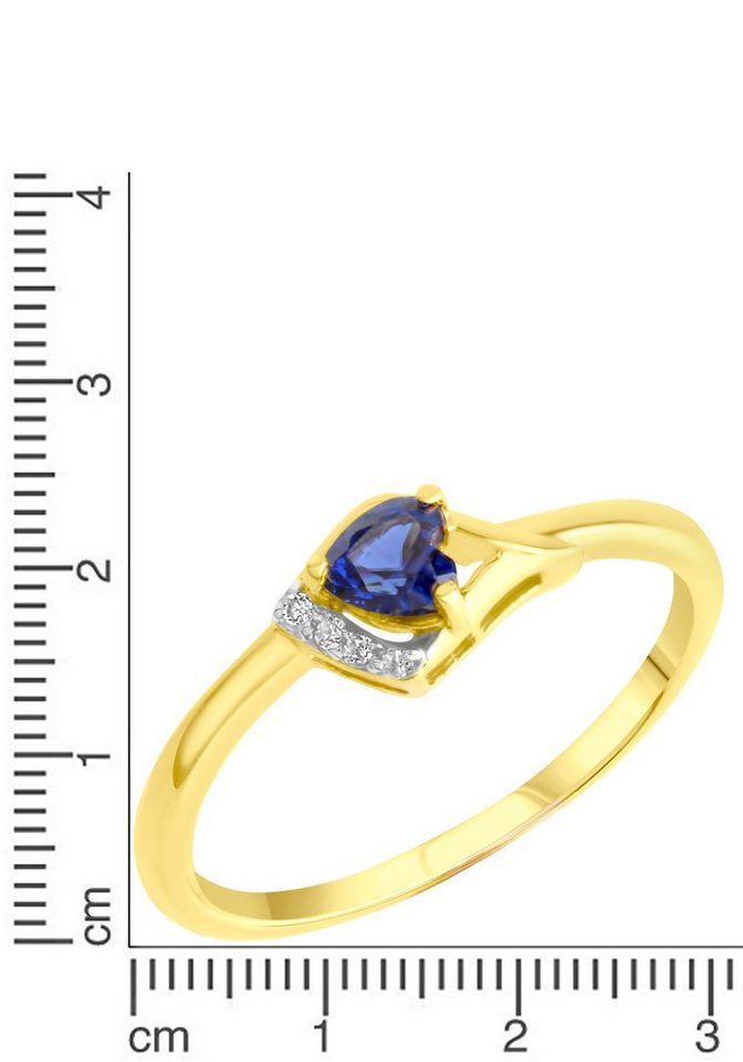 Firetti Fingerring Schmuck Geschenk Silber 925 Silberring Herz, mit Saphir (synth), Zirkonia (synth) – Bild 2 von 2