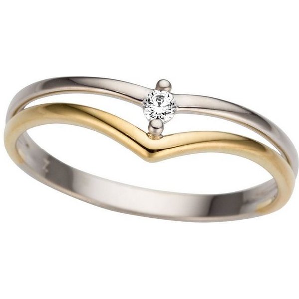 Firetti Goldring Schmuck Geschenk Gold 585, bicolor, zweifarbig, poliert, mit Brillant