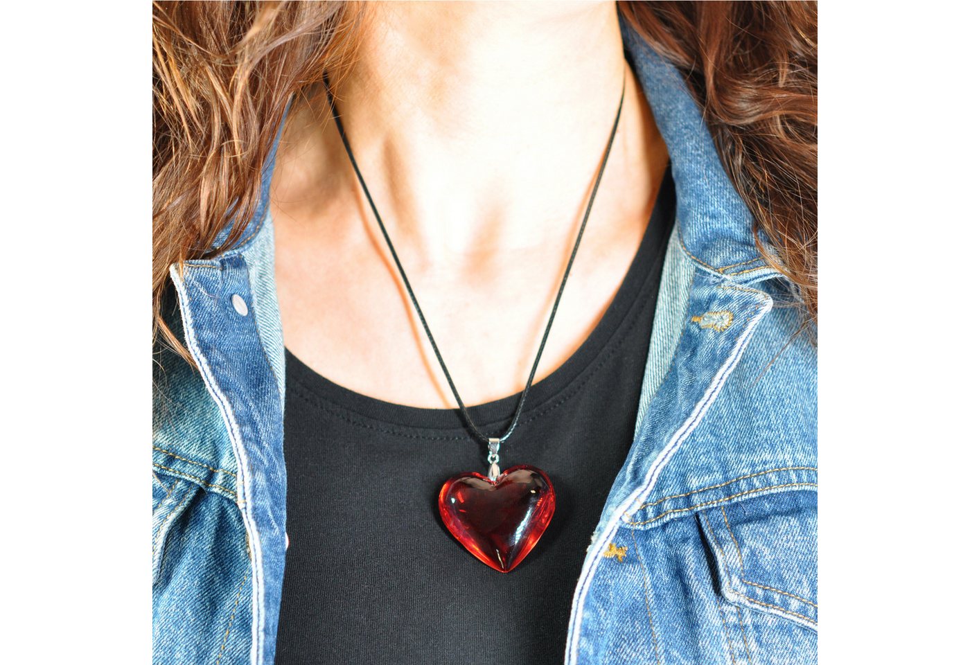 Firetti Herzkette Schmuck Geschenk Transparent red heart – Bild 3 von 3