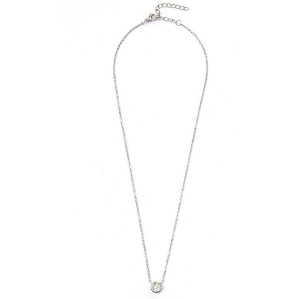 Firetti Kette mit Anhänger dezent, schlicht, klassisch, rund, mit Glasstein