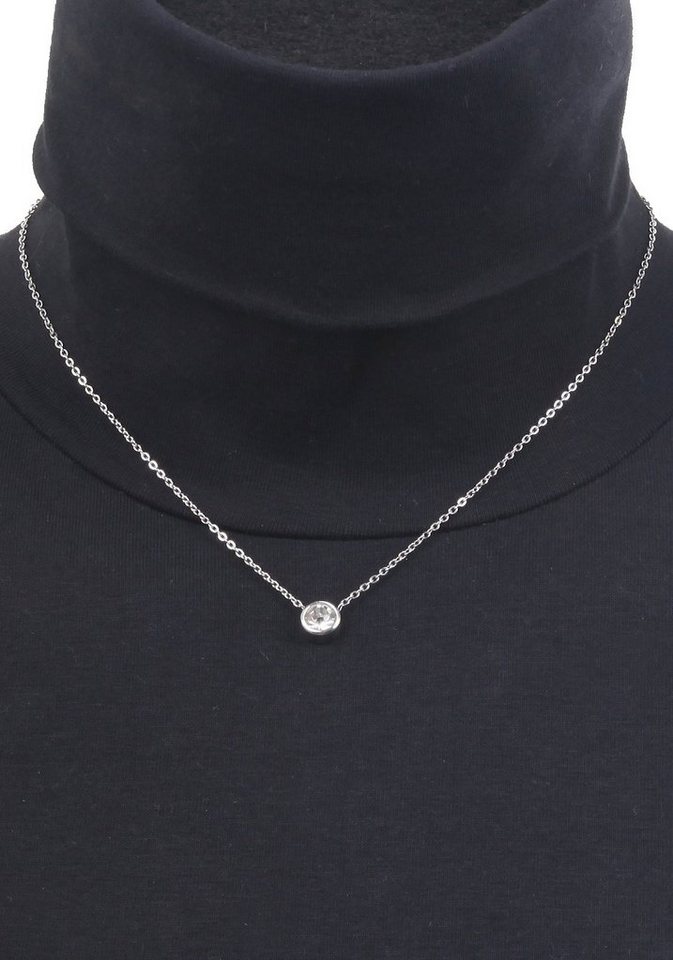 Firetti Kette mit Anhänger dezent, schlicht, klassisch, rund, mit Glasstein – Bild 3 von 3